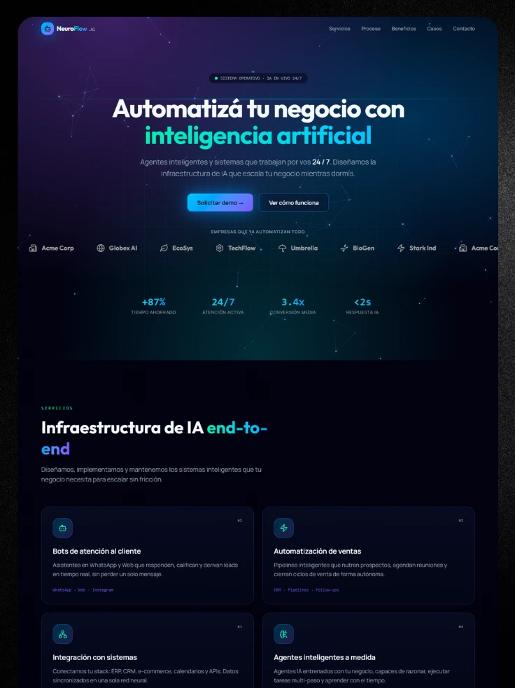 Mockup demo de página web moderna
