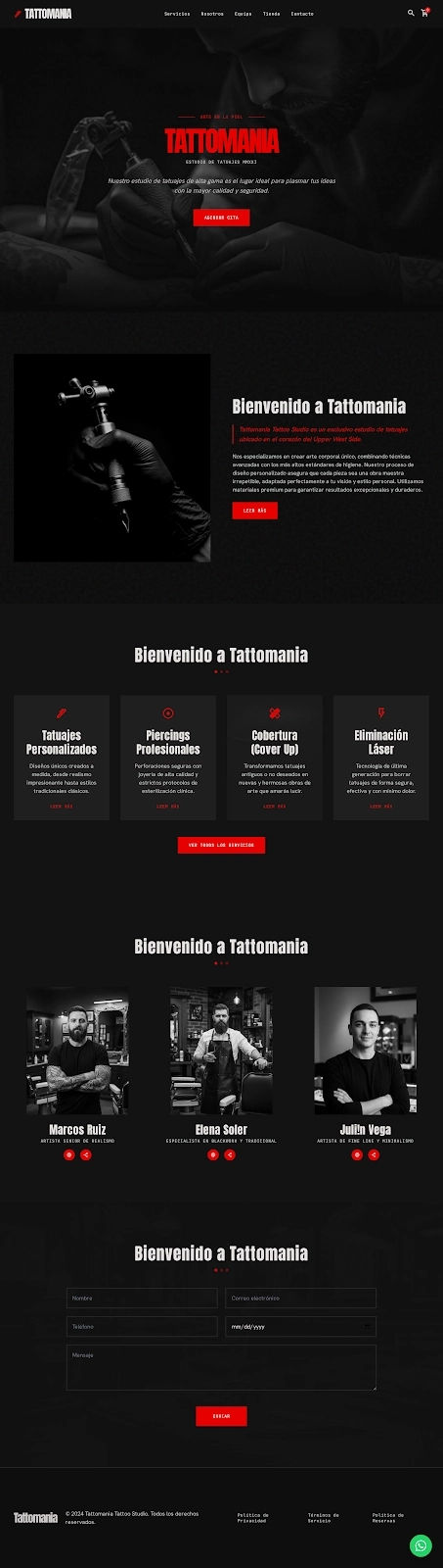 Demo Estilo Estudio de Tatuajes